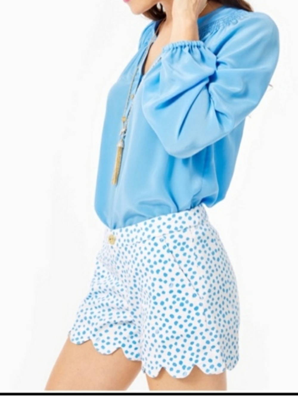 Lilly Pulitzer Buttercup Stretch Shorts Zanzibar Blue Dot Size 6 NWT - Picture 15 of 15